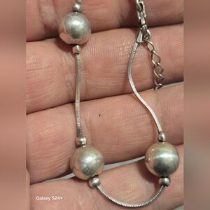 Elegant Sterling Silver Beaded Necklace 925 D Italy